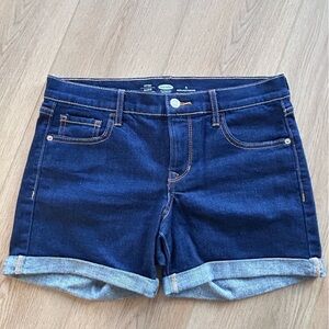 Old Navy dark denim high waisted cuffed shorts Size 4